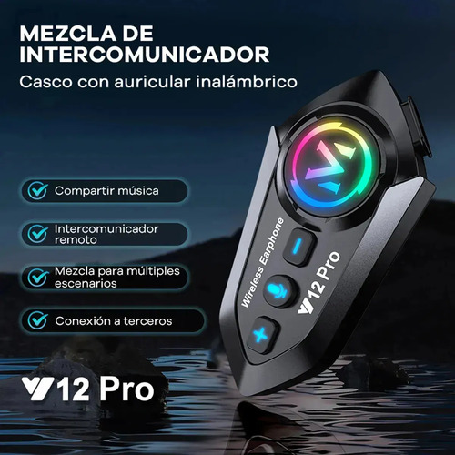 2 Pcs Y12pro Intercomunicador Bluetooth Para Casco De Moto
