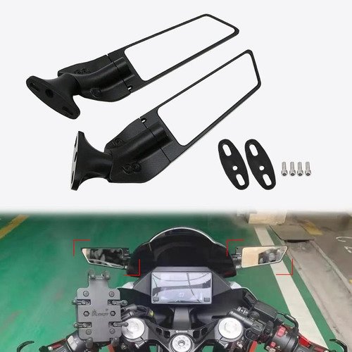 Espejos Retrovisores Aleron Moto Carenada Lujo Lente Grande
