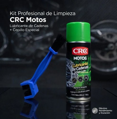D_635880-MCO108488218025_032026-O.jpg Kit Limpieza Cadena Moto Bici Lubricante Crc 220 Ml Cepillo