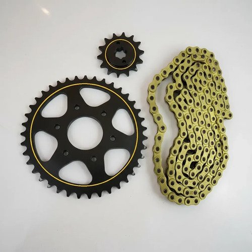 Kit De Arrastre Suzuki Dr150 Cadena Dorada Reforzado