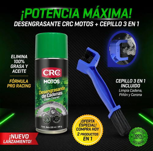 D_666469-MCO107780708298_032026-O.jpg Kit Limpieza Cadena Moto Bici Desengrasante Crc Con Cepillo