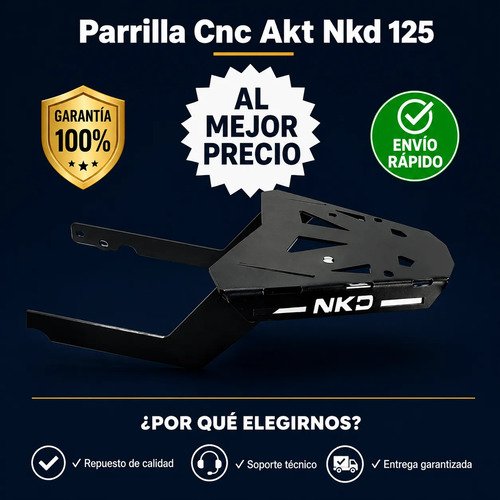 Parrilla Akt Nkd 125 Base Maletero Cnc Acero Reforzada