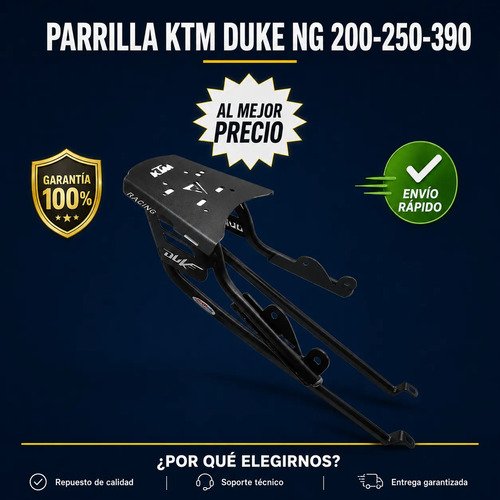 Parrilla Ktm Duke Ng 200 250 390 Base Maletero Acero