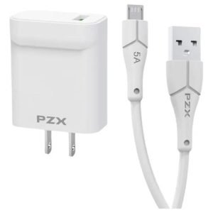 Cargador Rápido De Pared Usb-c Pzx 100w Quick Charge 5.0 Blanco Compatibilidad Universal