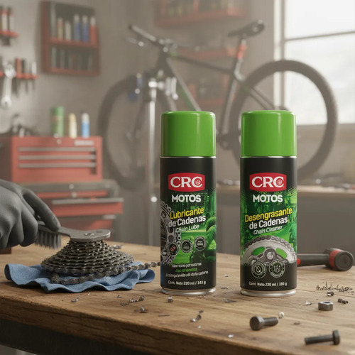 D_726405-MLA107782453472_032026-O.jpg Kit Lubricante Desengrasante Cadena Moto Bici Crc 220 Ml