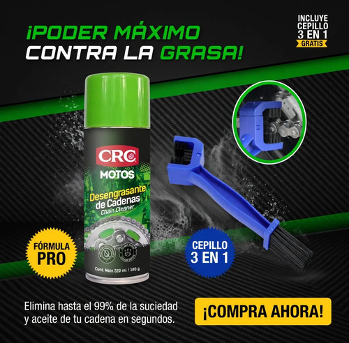 D_737642-MCO107786235350_032026-O.jpg Kit Limpieza Cadena Moto Bici Desengrasante Crc Con Cepillo