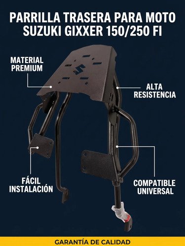 D_763781-MCO112287673151_052026-O.jpg Parrilla Suzuki Gixxer 150 250 Fi Especial Reforzada Negra