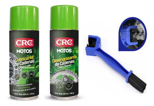 Kit Limpieza Cadena Moto Lubricante Desengrasante Cepillo