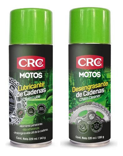 Kit Limpieza Cadena Moto Crc 220 Ml Lubricante Desengrasante