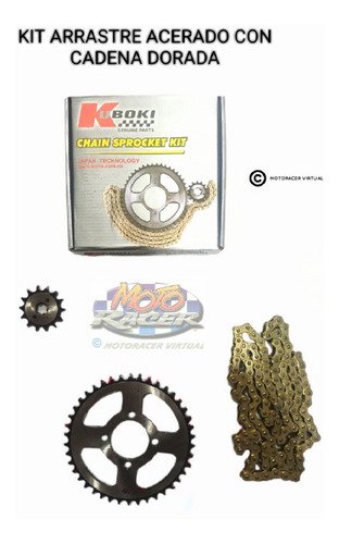 Kit Arrastre Acerado Cadena Dorada Discover 110 100/m 42/15t