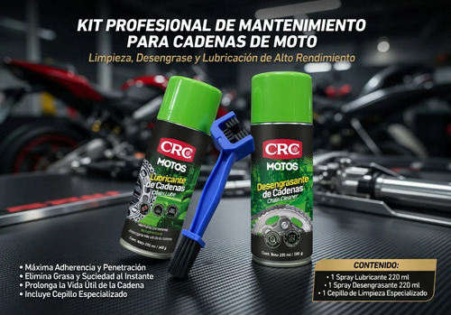 Kit Limpieza Cadena Moto Lubricante Desengrasante Cepillo