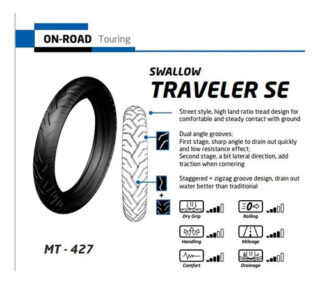 Llanta Para Motocicleta 90/80-17 Mt427 Tl Pul 180/200 Apache