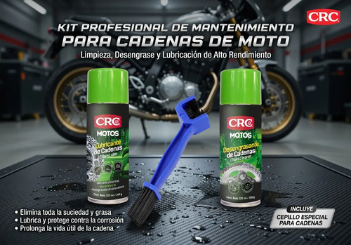 Kit Limpieza Cadena Moto Lubricante Desengrasante Cepillo