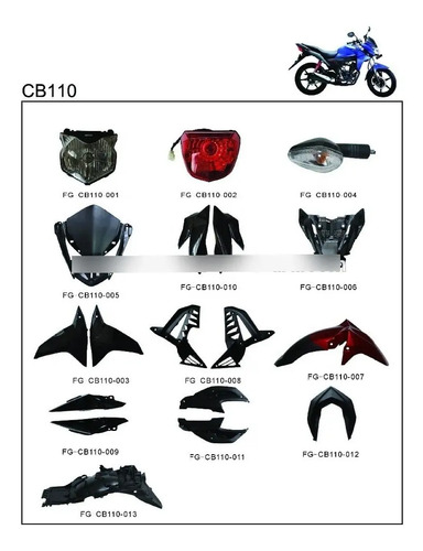 Tapas Plasticas Completas Honda Cb 110 Kit Completo Plastico