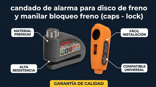 Candado Moto Bici Alarma Disco Seguro Manilar Antirrobo