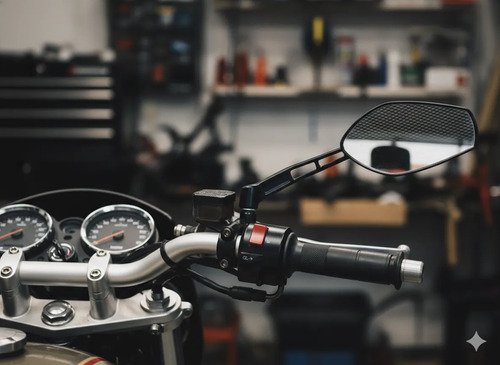 Espejos Para Moto Cafe Racer Punta Diamante Carbono