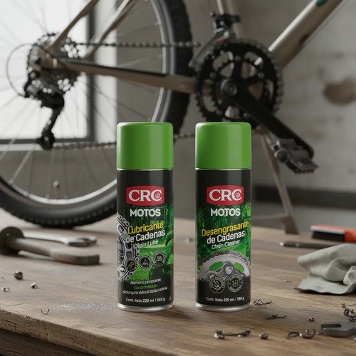 Kit Limpieza Cadena Moto Crc 220 Ml Lubricante Desengrasante