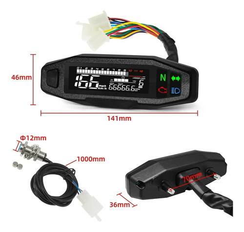 Tacómetro Velocimetro Digital Universal Para Moto Con Sensor