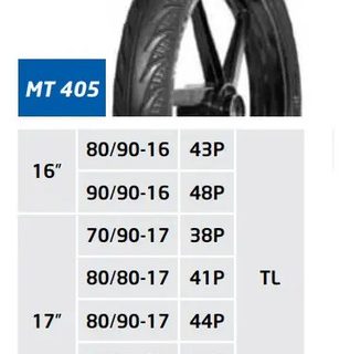 Llanta Para Motocicleta 90/80-17 Mt405 Tl Pul 180/200 Apache