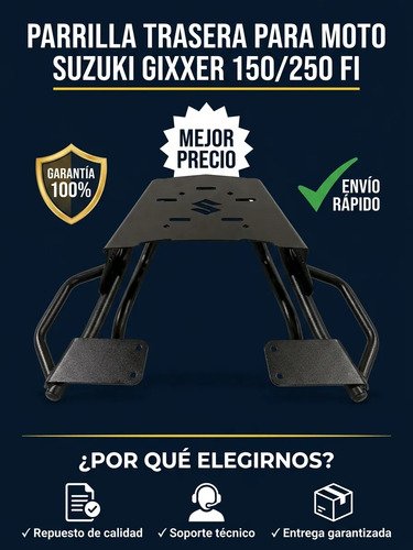 D_957164-MCO112288387227_052026-O.jpg Parrilla Suzuki Gixxer 150 250 Fi Especial Reforzada Negra