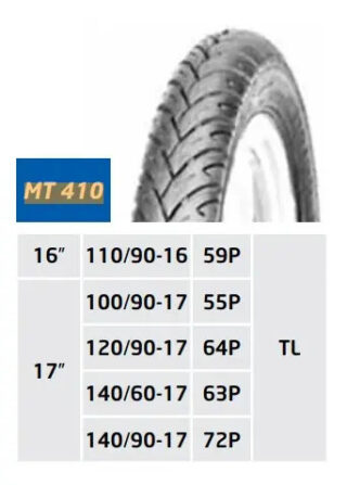 Llanta Para Motocicleta 100/90/17 Tl Mt410 Pulsr135 Boxer150