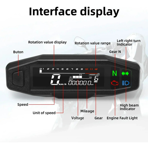 Tacómetro Velocimetro Digital Universal Para Moto Con Sensor