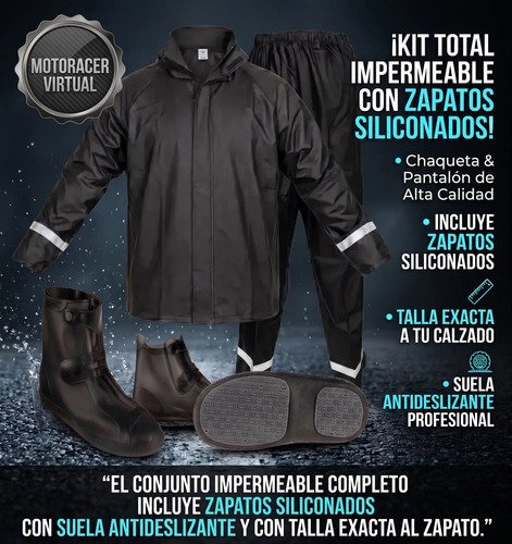Impermeable Moto Traje Lluvia Motociclista Siliconado Unisex